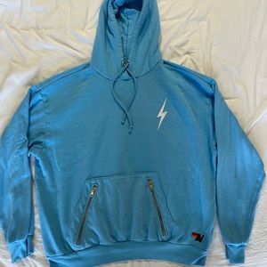 RARE Aviator Nation unisex size M hoodie w zippered pockets, sky blue